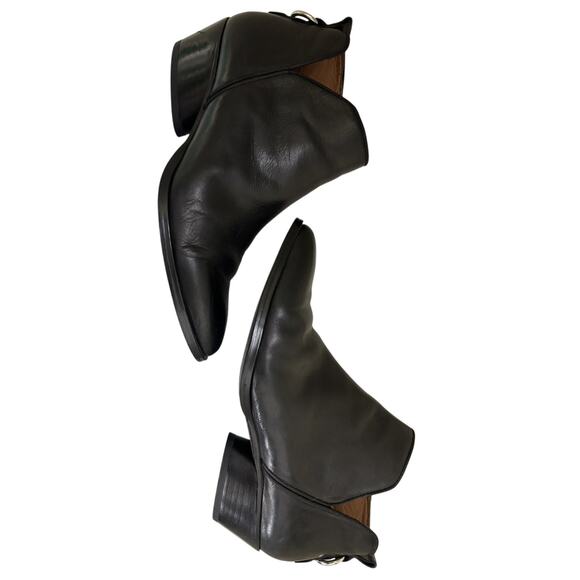 Sarto by Franco Sarto Black Leather Asti Ankle Boots Size 8.5 Pointed Toe - Picture 2 of 8